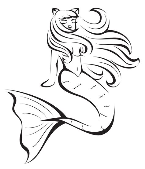 mermaid black and white clipart|mermaid black and white drawing.